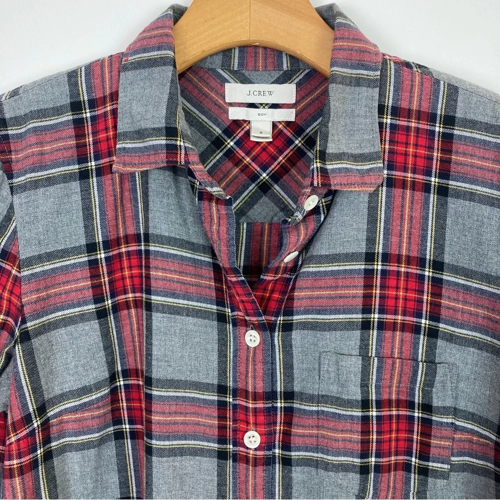 J.Crew Boy Fit Tartan Plaid Button Shirt Size 2